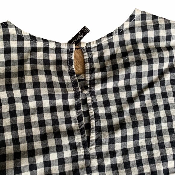 Stradivarius Gingham Bell Sleeved Floral Embroidered Top S - Picture 8 of 8